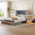 Lit escamotable 2 personnes lit 140x200 avec sommier lit rabattable 2 tiroirs de rangement pour ado adulte ...