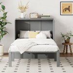 Lit escamotable 90x200 cm gris - sommier  lattes - lit pliant mural vertical - jeune et design(sans ...
