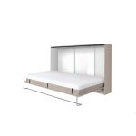 Lit escamotable horizontal 120 x 200 cm avec mcanisme douverture  ressort - taupe mat - zen