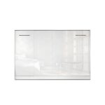 Lit escamotable horizontal 120 x 200 cm ouverture � ressort - blanc brillant / blanc mat - zen