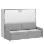 Lit escamotable horizontal canap multimo sofa couchage 140x200cm blanc
