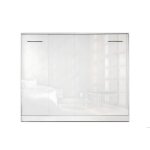 Lit escamotable horizontal 140 x 200 cm ouverture  ressort - blanc mat - zen