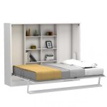 Lit escamotable horizontal multimo couchage 140x200cm blanc