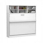 Lit escamotable horizontal avec surmeuble multimo couchage 140x200cm blanc