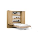 Lit escamotable vertical 140 x 200 cm avec 2 armoires et 1 table de chevet ouverture à ressort - bois ... Lit escamotable vertical 140 x 200 cm avec 2 armoires et 1 table de chevet ouverture à ressort - bois ...