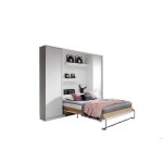 Lit escamotable vertical 140 x 200 cm avec 2 armoires mécanisme douverture à ressort - blanc mat - cozy ... Lit escamotable vertical 140 x 200 cm avec 2 armoires mécanisme douverture à ressort - blanc mat - cozy ...