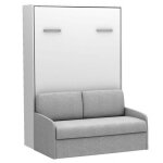 Lit escamotable vertical canap multimo sofa couchage 140x200cm blanc