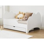 Lit volutif 90 x 140 / 170 / 200 cm avec tiroir - pin et mdf - blanc + matelas - teonia