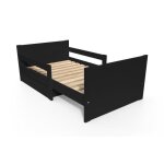 Lit évolutif enfant - abc meubles - bois massif - sommier à lattes - avec tiroir - noir - 90x140 / 170 ... Lit évolutif enfant - abc meubles - bois massif - sommier à lattes - avec tiroir - noir - 90x140 / 170 ...