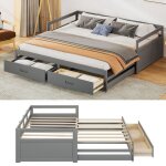 Lit extensible 90 / 180 x 200 cm avec 2 tiroirslit gigogne180x200 avec sommier  lattes cadre en bois ...