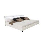 Lit familial avec tiroirs home deluxe nube - 270 x 200 cm - sans matelas - blanc Lit familial avec tiroirs home deluxe nube - 270 x 200 cm - sans matelas - blanc