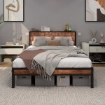 Lit en fer cadre de lit en fer forg� lit en m�tal avec t�te de lit design moderne 140 x 200 cm noir + ...