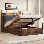 Lit en fer multifonctionnel 90 * 190 avec place de lit hydrauliquement soulev�e et couverture en fer ...