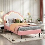 Lit fille 90x200 cm lit enfant avec lumi�re led et design en forme de nuage cadre de lit avec sommier ...