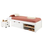 Lit fonctionnel sabrina lit simple 90x190 cm pour enfant 1 table de chevet sur roulettes 1 grand tiroir ...