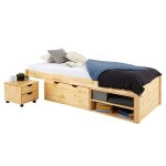 Lit fonctionnel sabrina lit simple 90x190 cm pour enfant 1 table de chevet sur roulettes 1 grand tiroir ...