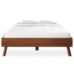 Lit futon karri double pour adulte 140 x 190 cm 2 places en bois massif coloris ch�taignier