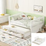 Lit gigogne 140x200cm (90x190cm) avec 3 tiroirs - bois de pin et mdf - pour enfant - gain de place idal ...
