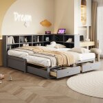 Lit gigogne 2 places 90 / 180x190 cm canap� - lit lit adulte lit double en bois avec 12 compartiments ...