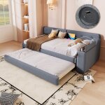 Lit gigogne 2 places 90 x 200 / 190 cm avec sommier(sans matelas) avec compartiment de rangement rabattable ... Lit gigogne 2 places 90 x 200 / 190 cm avec sommier(sans matelas) avec compartiment de rangement rabattable ...