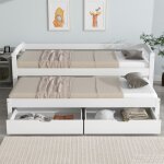 Lit gigogne 2 places 90x190 / 200cm canap� lit avec 2 tiroirs mdf lit adult sommier � lattes bois massif ...