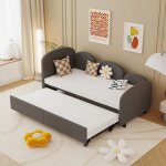 Lit gigogne 2x90x200cm canap - lit extensible avec sommier a lattes en velours lit rembourr simple ...
