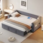 Lit gigogne 90 / 180 * 190cm lit 2 places convertible avec sommier � lattes syst�me st�r�o bluetooth ...