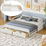 Lit gigogne 90 / 180 x 200 cm avec 2 tiroirs lit double extensible avec sommier � lattes cadre en bois ...