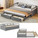 Lit gigogne 90 / 180 x 200 cm avec 2 tiroirs lit double extensible avec sommier  lattes cadre en bois ...
