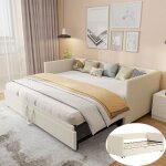 Lit gigogne 90(180)x200 cm canap lit extensible 2 / 3 places avec sommier a lattes lit plian avec dossier ...