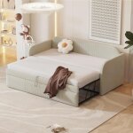 Lit gigogne 90 / 180x190 cm canap� - lit extensible lit rembourr� lit banquette beige