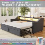 Lit gigogne 90 / 180x190 cm rembourr� - rangement multifonctioncanap� - lit avec led & usb + sommier ...