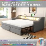 Lit gigogne 90 / 180x190 cm rembourré - rangement multifonctioncanapé - lit avec led & usb + sommier ... Lit gigogne 90 / 180x190 cm rembourré - rangement multifonctioncanapé - lit avec led & usb + sommier ...