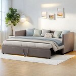 Lit gigogne 90 / 180x200 cm 2 places canap� - lit extensible avec sommiers � lattes lits convertible ...