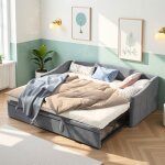 Lit gigogne 90 / 180x200 cm - canap� - lit - lit double avec sommier � lattes - lit 2 places - en m�tal ...