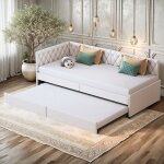 Lit gigogne 90 / 180x200 cm - canap� - lit extensible avec sommiers � lattes en tissu velours matelas ...