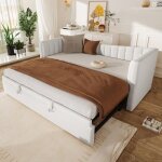 Lit gigogne 90 / 180x200 cm - canapé - lit extensible avec sommiers à lattes en tissu velours matelas ... Lit gigogne 90 / 180x200 cm - canapé - lit extensible avec sommiers à lattes en tissu velours matelas ...