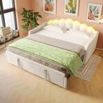Lit gigogne 90 / 180x200 cm - canap� - lit extensible avec sommiers � lattes en velourslit rembourr� ...