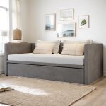 Lit gigogne 90 / 180x200cm canap - lit extensible lit capitonn avec lit escamotable avec sommier  ...