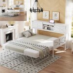 Lit gigogne 90 / 180x200cm canapé - lit extensible lit simple en fer avec portes coulissantes ports usb ... Lit gigogne 90 / 180x200cm canapé - lit extensible lit simple en fer avec portes coulissantes ports usb ...