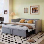 Lit gigogne 90x180 couchage double banquette lit revêtement velours structure bois massif sommier inclus ... Lit gigogne 90x180 couchage double banquette lit revêtement velours structure bois massif sommier inclus ...