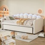 Canap� - lit - langtu - m�ridienne - tissu velours - led int�gr�e t�l�command�e - lit gigogne 90x190 ...