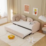 Lit gigogne 90x200 cm canap - lit extensible lit 2 places convertible avec sommier  lattes tissu velours ...