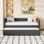 Lit gigogne 90x200 cm canap - lit lit simple lit banquette lit dinvit - sweiko - gris