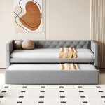 Lit gigogne 90x200 cm canapé - lit simple lit banquette lit dinvité - sweiko - gris clair Lit gigogne 90x200 cm canapé - lit simple lit banquette lit dinvité - sweiko - gris clair
