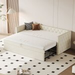 Lit gigogne 90x200 cm canap - lit simple lit banquette lit dinvit - sweiko - beige