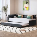 Lit gigogne 90x200 cm avec sommier canapé - lit extensible 2 in 1 lit simple lit double lit 2 place tissu ... Lit gigogne 90x200 cm avec sommier canapé - lit extensible 2 in 1 lit simple lit double lit 2 place tissu ...