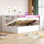 Lit gigogne 90x200 couchage pratique banquette lit led multicolore structure bois massif rangement intégré ... Lit gigogne 90x200 couchage pratique banquette lit led multicolore structure bois massif rangement intégré ...