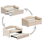 Lit gigogne adulte 2 places 90x200 - 90x190 avec connexion usb et sommier � lattes classique tissu en ...