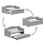 Lit gigogne adulte 2 places 90x200 - 90x190 avec connexion usb et sommier  lattes classique tissu en ...